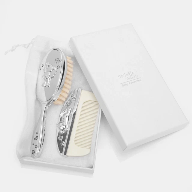 Brush & Comb Set Twinkle Twinkle Silverplated New Baby Christening Gift Boxed