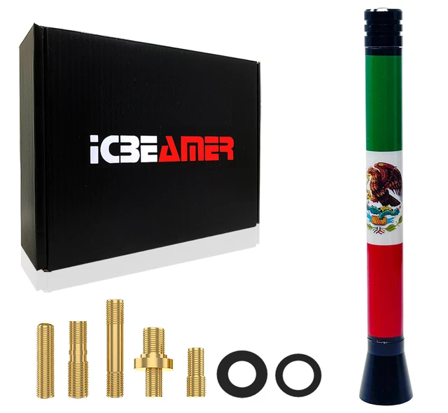 JDM Mini 5" 127mm Mexican Country Flag Universal Fit Vehicle AM/FM Antenna Q177