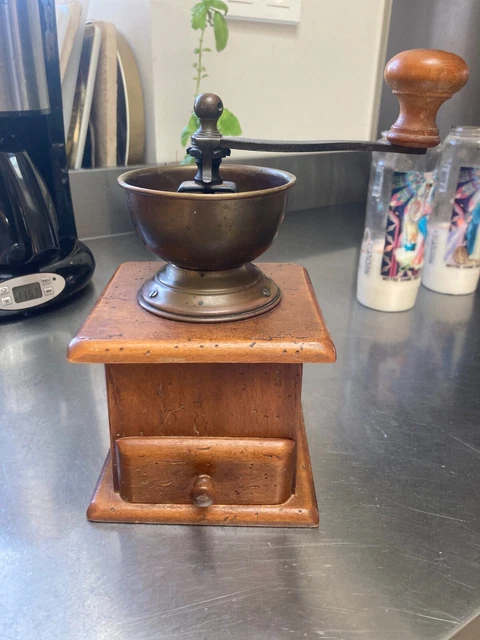 AUN Moulin à café manuel - Noyau en bois de hêtre réglable et AUN Moulin à café manuel - Noyau en bois de hêtre réglable et