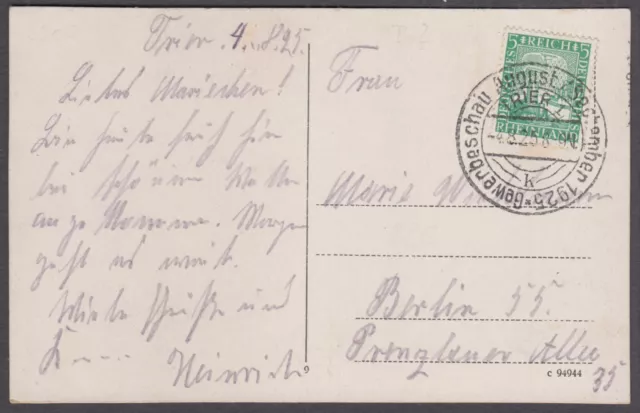 Sonderstempel Trier Gewerbeschau September 1925 auf Ansichtskarte Amphitheater