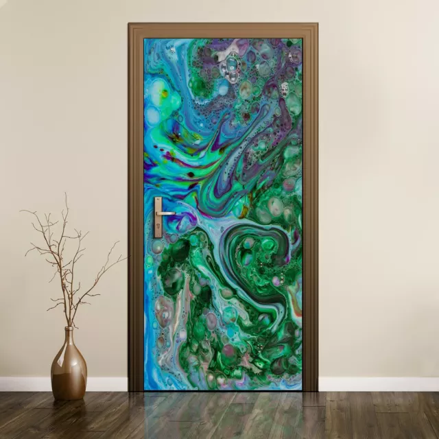 Removable Door Sticker Mural Home Decor Decal Abstract Green painting Picture