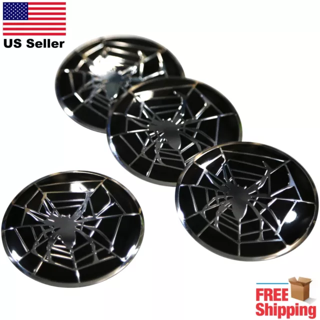 (4 Pack) Spider Web Wheel Center Cap Sticker Emblem Decals 2.2" Dome