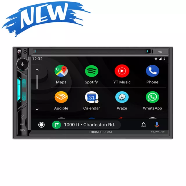 Soundstream VRCPAA-7DR CD DVD Player Android Auto CarPlay Bluetooth 2 Camera IN