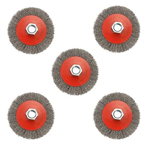 5 Pack 4 Inch Coarse Crimped Wire Wheel Brush for Angle Grinder with 5/8 Inch-11