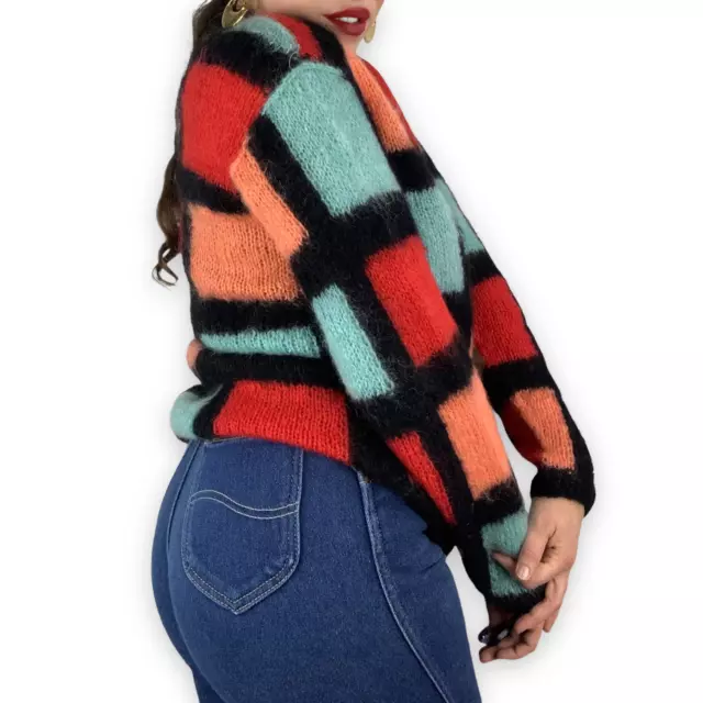 70's hand knitted mohair patchwork sweater 2