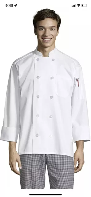 Uncommon Threads Unisex Classic Chef Coat Cook Jacket with 10 Buttons Size Large