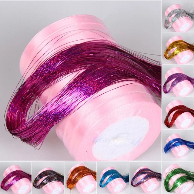 Accesorios de cabello artificial brillante línea de cabello fibra de alta calidad para mujeres color lámina