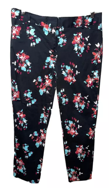 Van Heusen PANTS STRETCH EXTENSIBLE Black Floral CAPRI CROPPED Women's Size 8