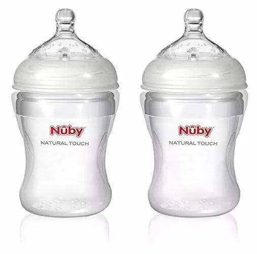 Nuby Natural Touch NT67017 SoftFlex Silicone Feeding Bottle 210 ml, Pack of 2