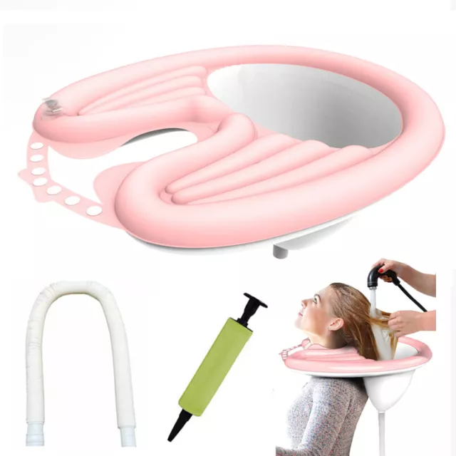 Portable Inflatable Hair Washing Tray Rinse Basin at Home & in Bed Shampoo Bowl