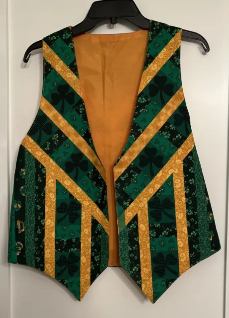 St. Patrick’s Day Green Shamrock Leprechaun Clover Irish Handmade Vest Small Med