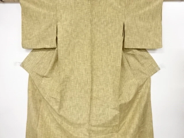 37993# Japanese Kimono / Antique Hitoe Kimono / Tsumugi / Woven Geometric Patter