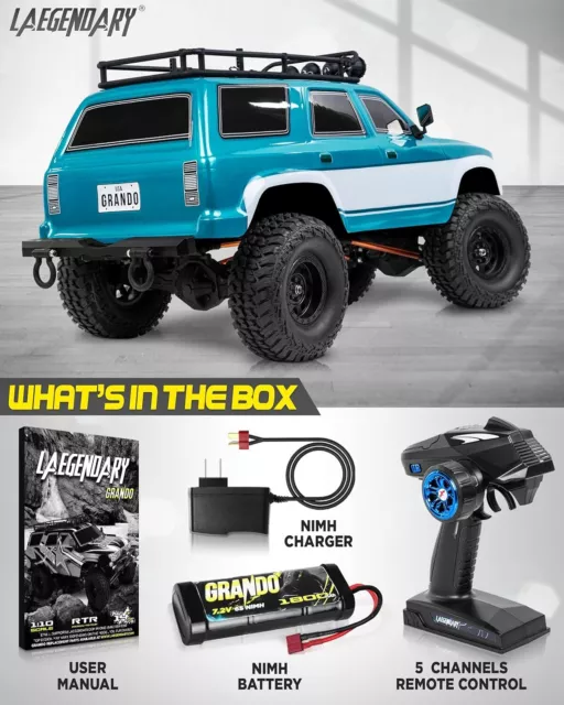 Laegendary 1:10 Scale RC Crawler 4x4 Offroad Remote Control Truck - Blue Green 2