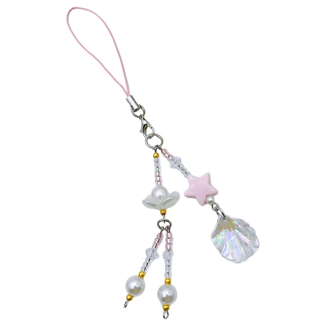 2 Pezzi Catena Portachiavi Per Cellulare Con Perle E Fiore - Decorazione Fashion Per Telefono E Borse