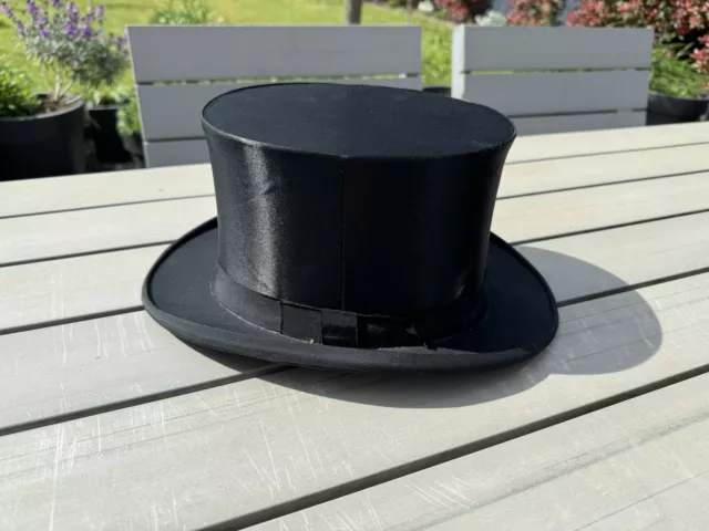 Antiker Zylinder Hut Chapeau Claque Top Hat Gr 56