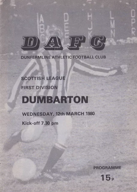 Season 1979-80 Dunfermline Athletic v Dumbarton First Division Programme