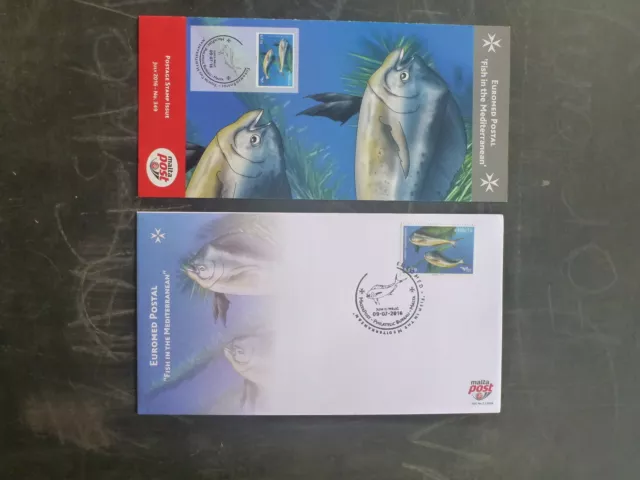 2016 Malta Mediterranean  Fish Fdc First Day Cover W/- Booklet