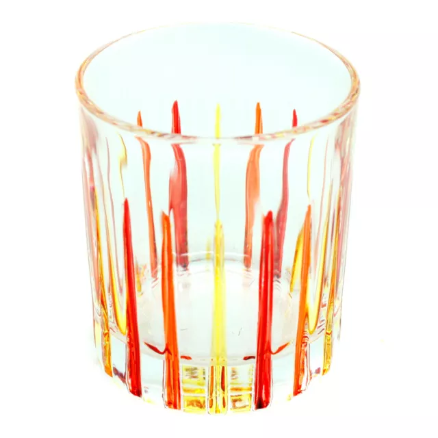 Murano Verre Shot Rouge Orange Jaune Main Peint Doublé Motif