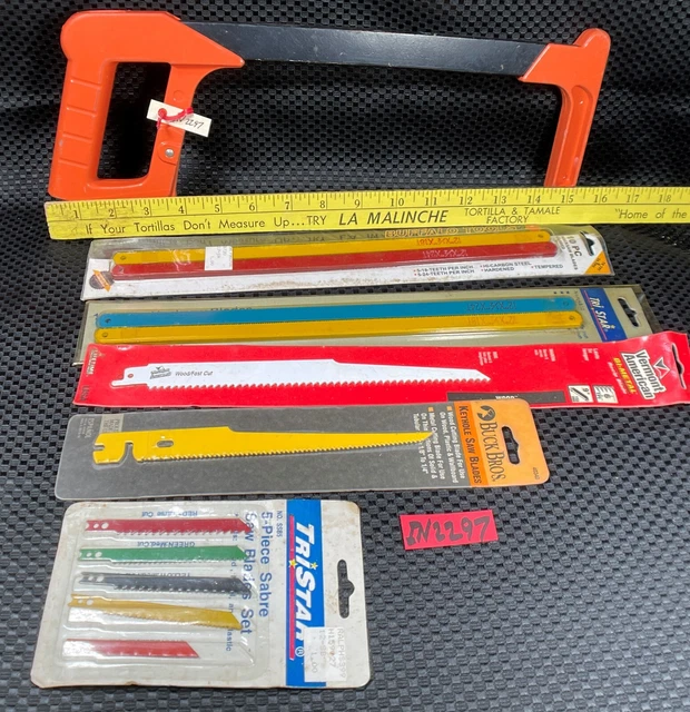 Hacksaw, Jigsaw & Sawsall Blades & Hacksaw Frame   1 Lot 28 pc   IN2297