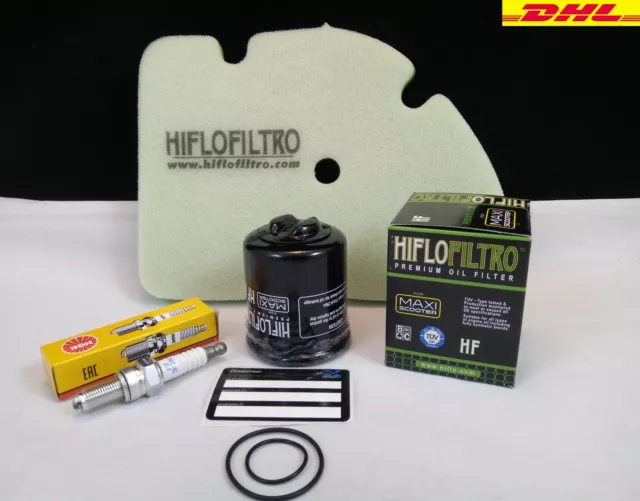 Servicekit passt für VESPA GT 125 200 GTS 125 250 GTV12 HIFLO Öl+Luftfilter+NGK