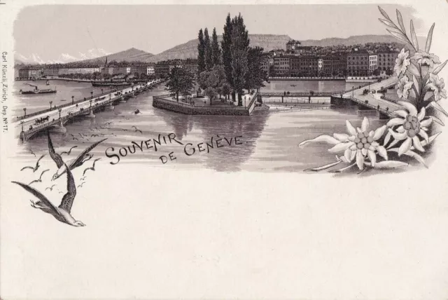 CPA AK SUISSE Schweiz SOUVENIR DE GENEVE Vue - Entrée de la Ville 1900 Edelweiss