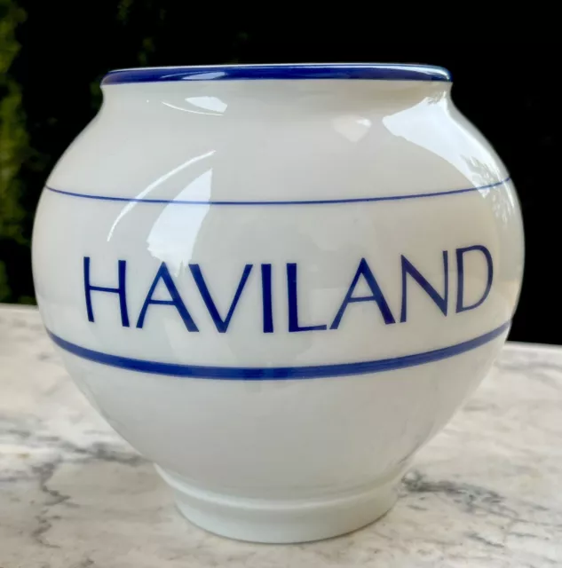 HAVILAND Limoges Vase En Porcelaine Blanc & Bleu