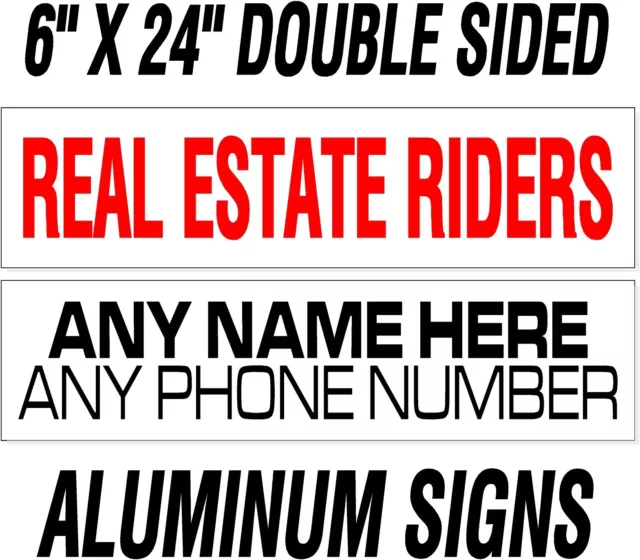 10 custom Heavy Duty REAL ESTATE realtor rider signs /thick .040" WHITE ALUMINUM