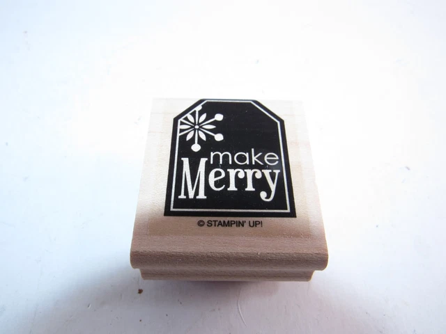 Make Merry" Snowflake Gift Tag Card Holiday Wood Rubber Stamp - Stampin' Up!