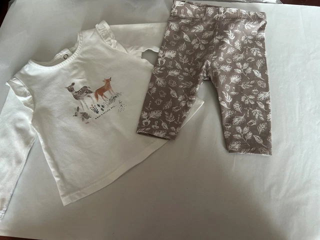 BNWOT Baby girls 0-3 months long sleeved top and leggings outfit