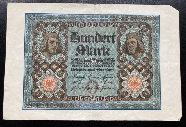 Reichsbanknote, Hundert Mark, Berlin, 1. November 1920, 100 Mark