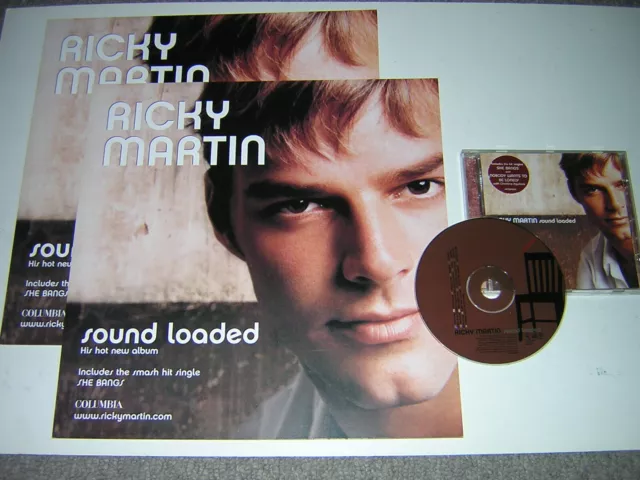 Original Ricky Martin Cd Album - Sound Loaded -Plus 2 Promotional 12"X12" Cards