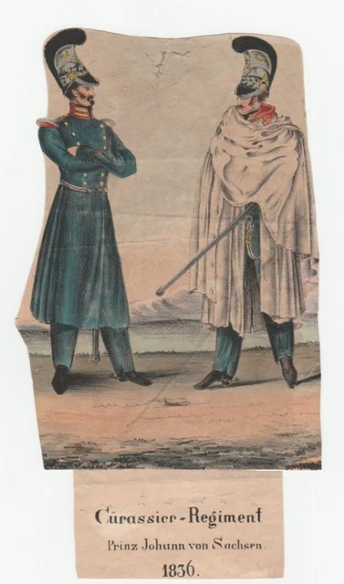 UNIFORMEN: Kürassier-Regiment Prinz Johann von Sachsen 1836. Farblithographie