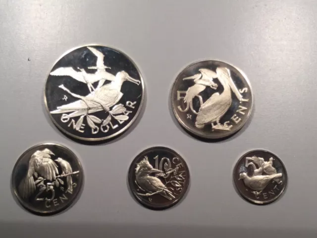 British Virgin Islands Set of 5 Silver coins. Birds 1974