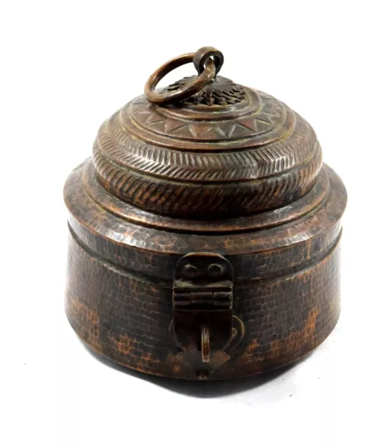 1850 Rare Antique Unique Shape Copper Handcrafted Chapatti Bread Box. G66-110