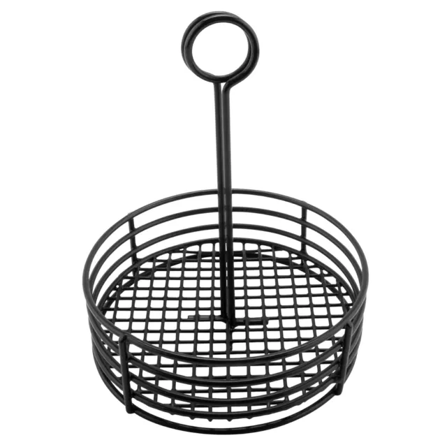 Black Round Stainless Steel Condiment Caddy Iron Polyethylene