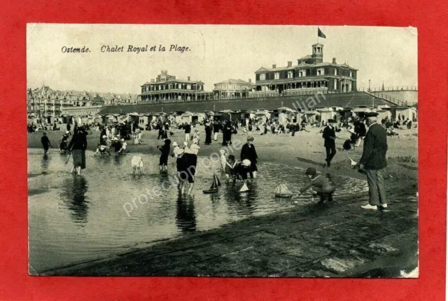 CPA BELGIQUE OSTENDE - Chalet Royal et la Plage