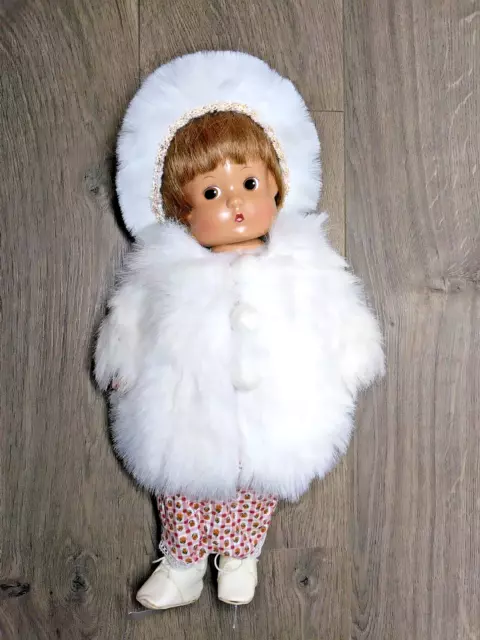 "Christmas Patsy" Effanbee Doll with Ice Skates - Adorable Fur Coat! - in Box!