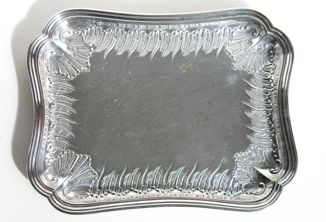 Plateau à Courrier Métal Argenté Style Empire – 26,6 X 21,5 Cm – Déco Bureau
