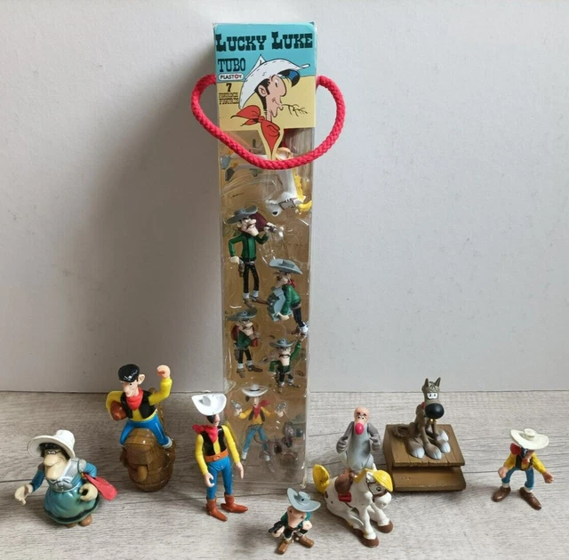 Figurina Lucky Luke E Rantanplan In Resina – 10 Cm, Dipinta A Mano, Decorazione Da Collezione