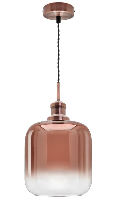 Vintage Rose Gold Glass Copper Shade Pendant Ceiling Light Chandelier M0201