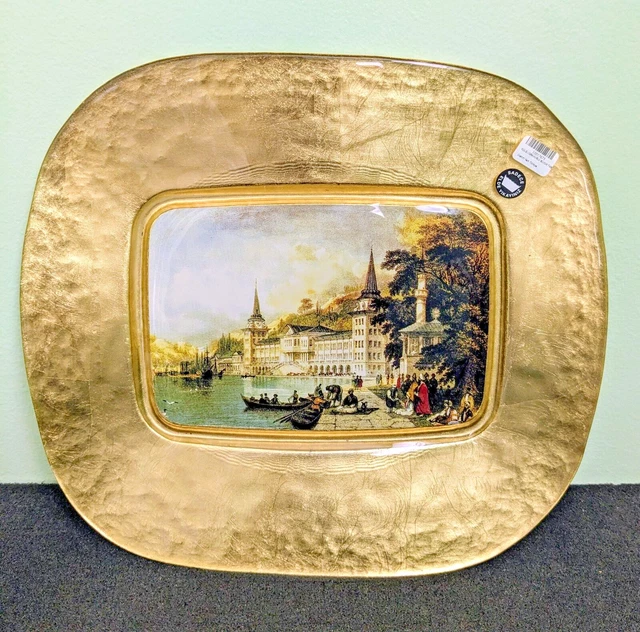 トルコ Deger Katan Hediyeler ゴールドガラス装飾皿 Deger Katan Hediyeler Turkey ゴールド装飾プレート Buy 12 Pieces