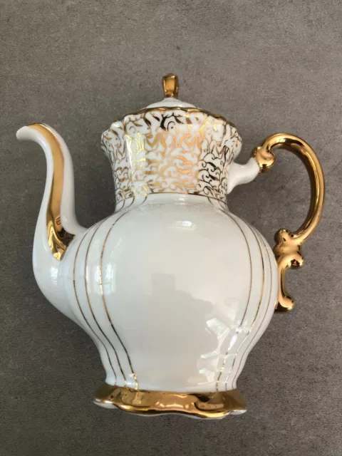 Mitterteich Bavaria MIT137 Gold Filigree Ivory White - Coffee Pot Teapot w/ Lid