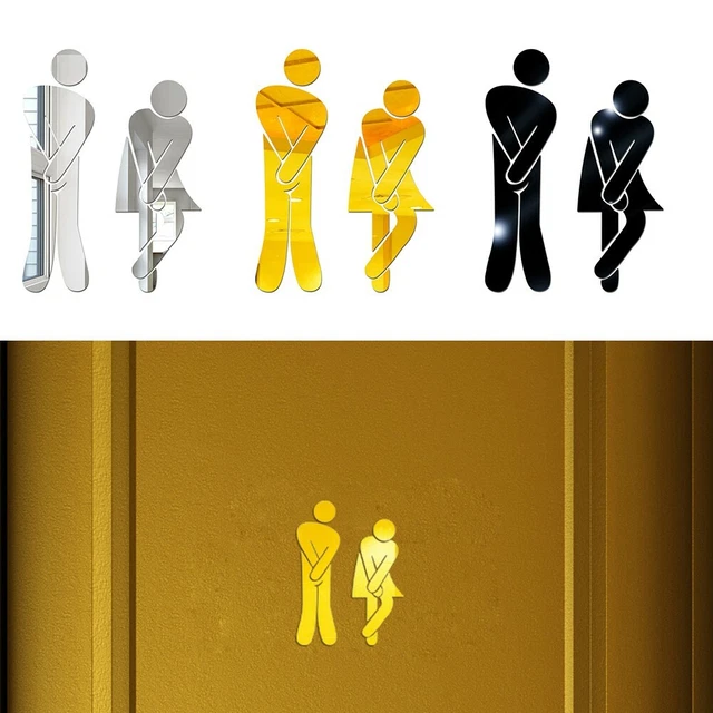 3D Adesivo Specchio Divertente Porta Del Bagno Ingresso Insegna Uomo/Donna Muro