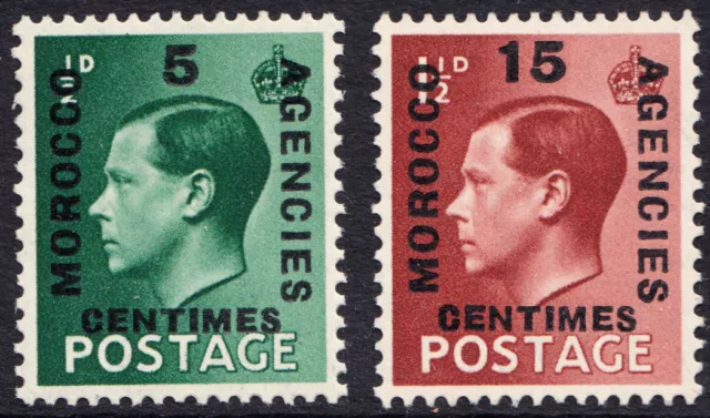 Edward VIII SG227 - 28 Definitives Morocco Agencies Set of 2 French Currency MNH