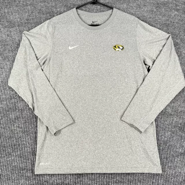 Missouri Tigers Mizzou Nike Mens Medium Gray Long Sleeve T Shirt Soft Light