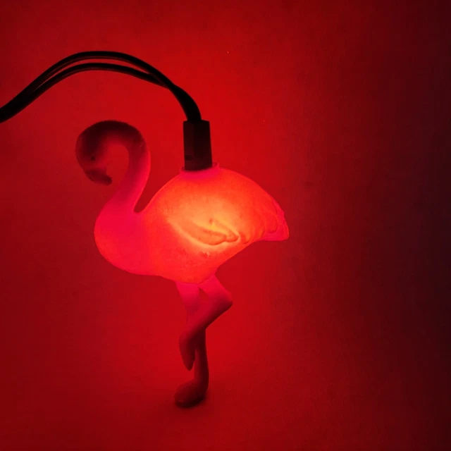 Vintage 10 Lighted Velvet Flamingo