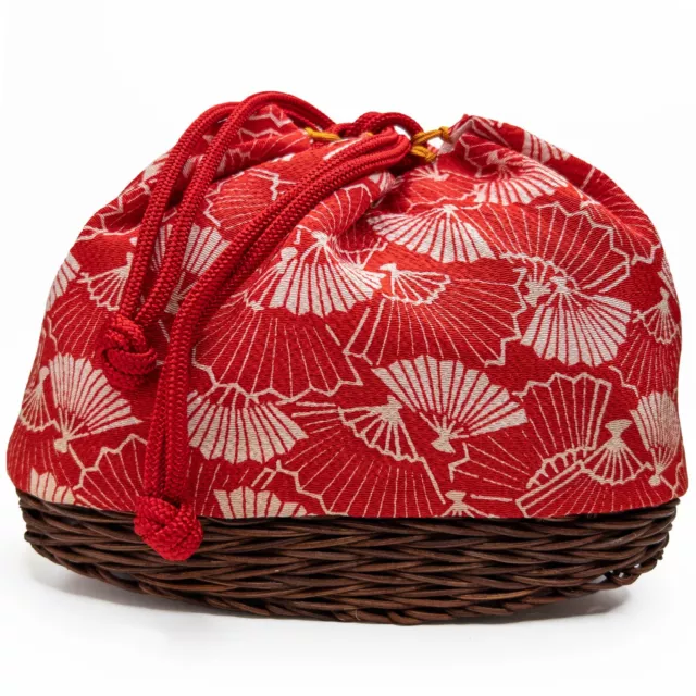 Vintage Rayon Takekago Bamboo Basket Kinchaku Bag for Kimono Kitsuke: Sep22-R