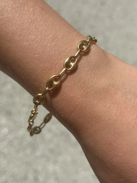 Bracelet Grain De Café Bombé Plaqué Or 18 Carats - Bijouxia - 19 Cm