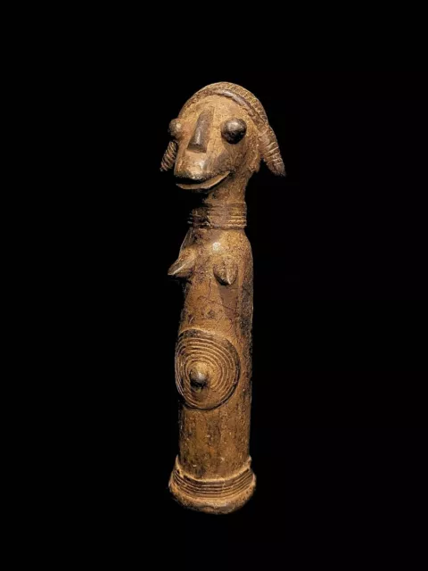 African Tribal Art BRASS Carved statue tribal African cult figurine from-4876