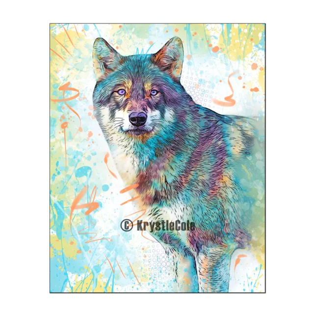 Wolf Art Print on PAPER or CANVAS. Original Artwork by Krystle Cole